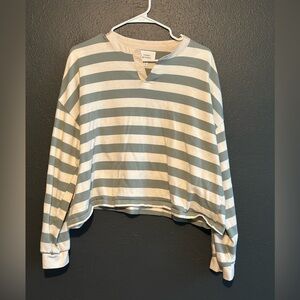Striped Gray and White Women's Sweatshirt